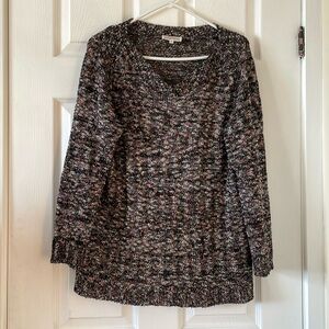 Northern reflections speckled knit marled v neck sweater